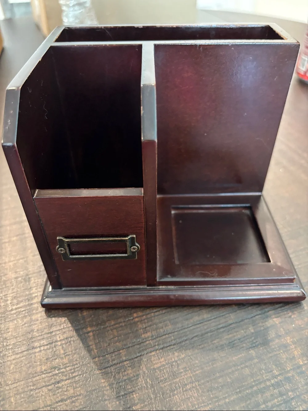 Pottery Barn Bedford Wood Desk Organizer Caddy - Mahogany Finish